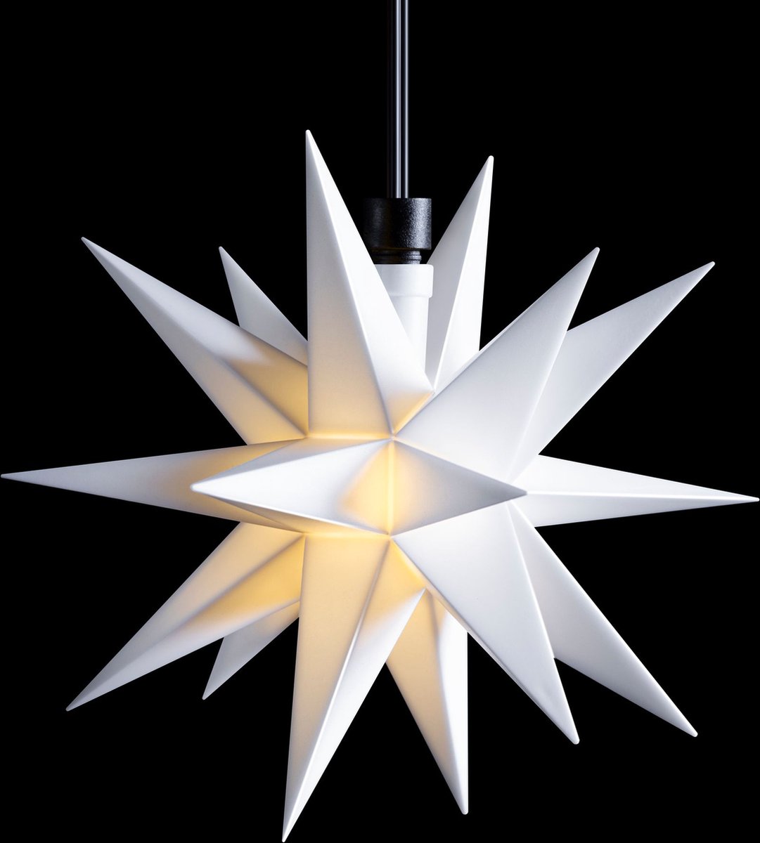 Sterntaler decoratieve ster | Kerstster kunststof | 18-wijzer | met timer | 12cm | Buiten | LED | accu